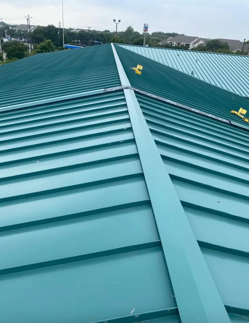 Green commercial metal roof ridge and valley for Metal Roof Repair in Burtonsville
